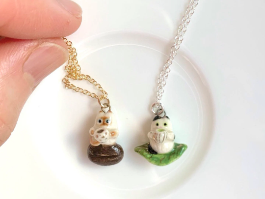 Coffee & Tea Cat Necklace