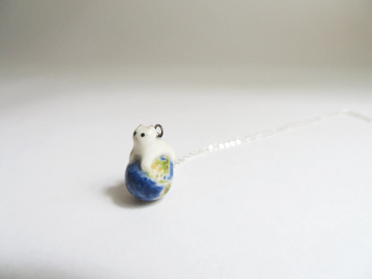 Tiny Earth Cat Necklace