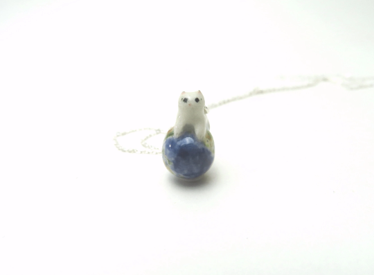 Tiny Earth Cat Necklace