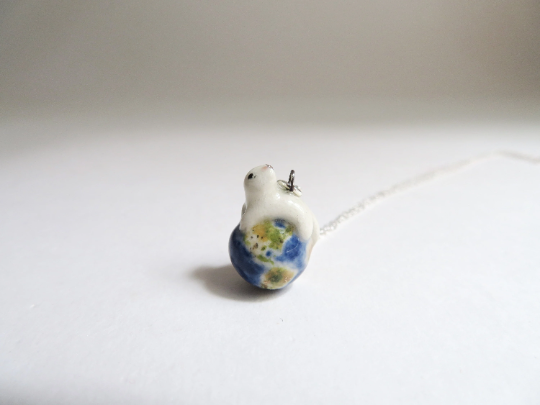 Tiny Earth Cat Necklace