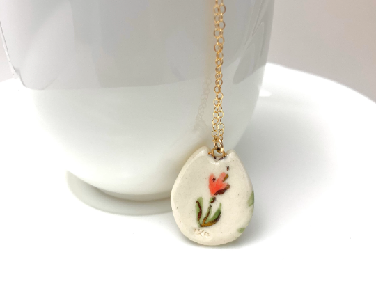 Flat Floral Cat Necklace