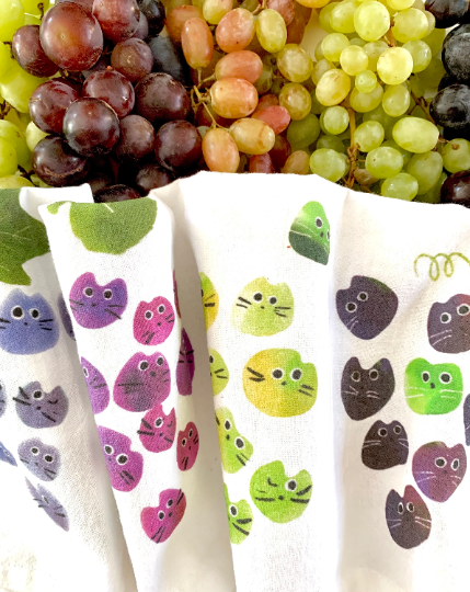 Grape Cat Tea Towel