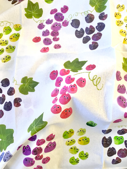 Grape Cat Tea Towel