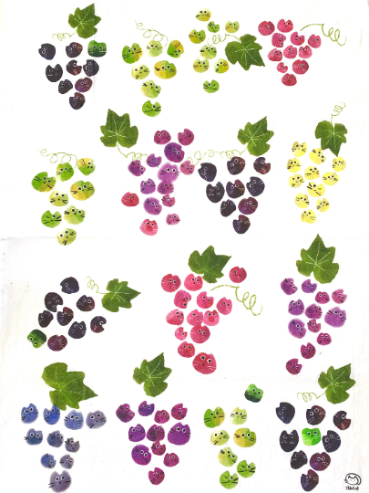 Grape Cat Tea Towel