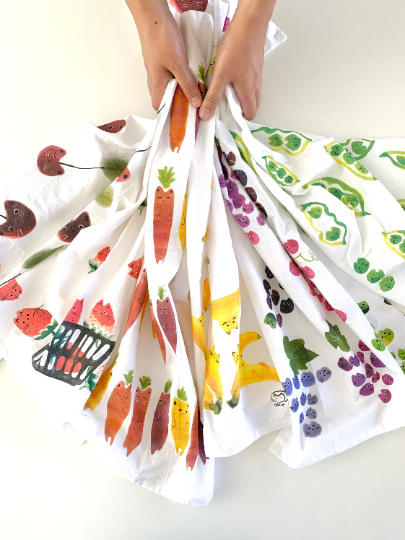 Grape Cat Tea Towel