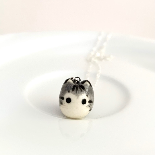 Gray Tabby Cat Necklace