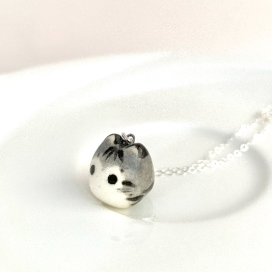 Gray Tabby Cat Necklace