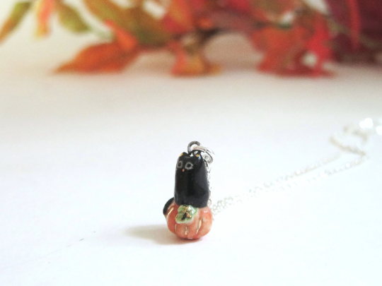 Black Cat Pumpkin Necklace