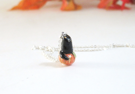 Black Cat Pumpkin Necklace