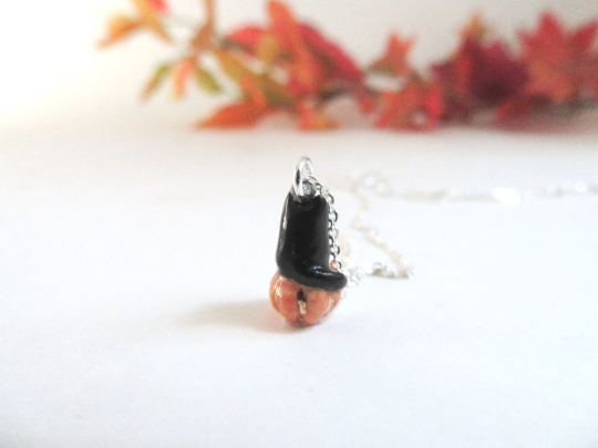 Black Cat Pumpkin Necklace