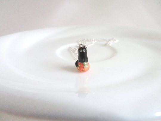 Black Cat Pumpkin Necklace