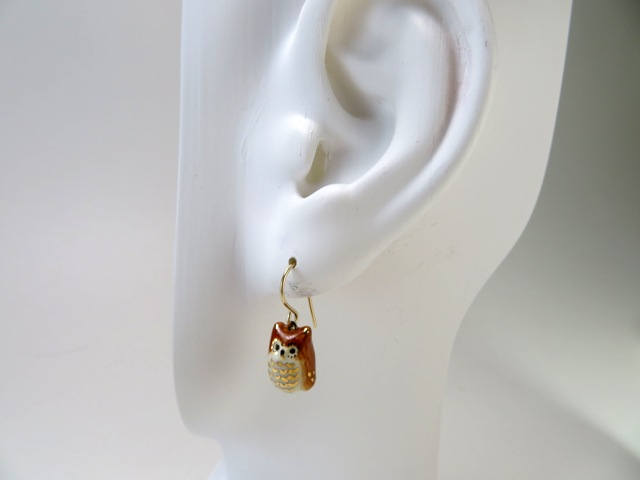 Brown Owl Dangle Earrings