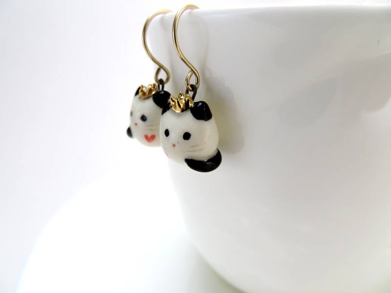 Royal Cat Dangle Earrings
