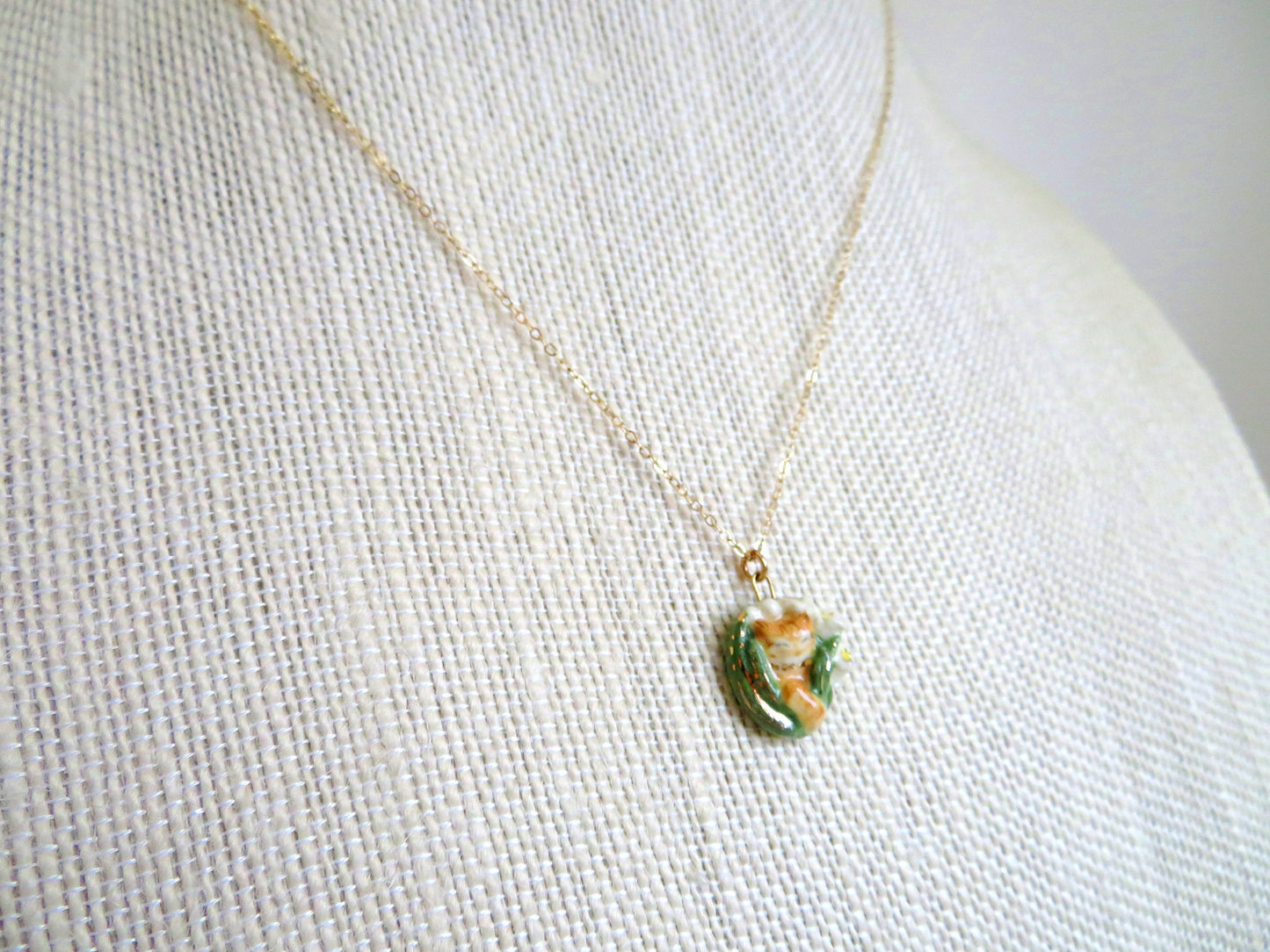 Orange Tabby Flower Necklace