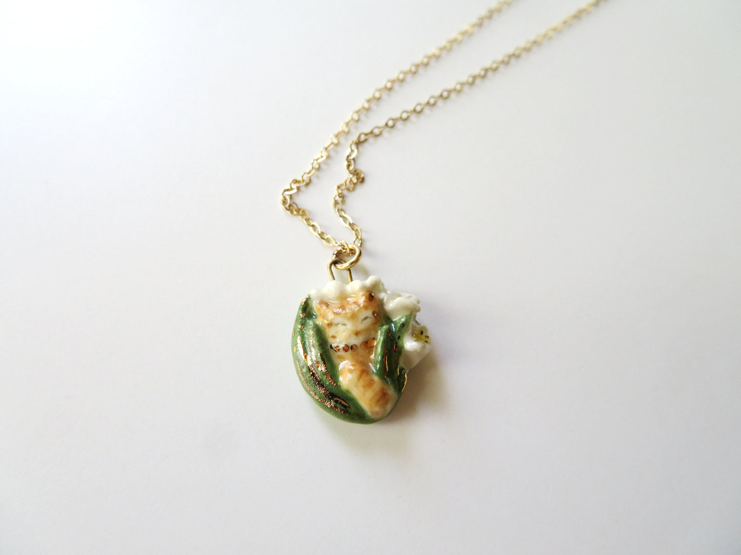 Orange Tabby Flower Necklace