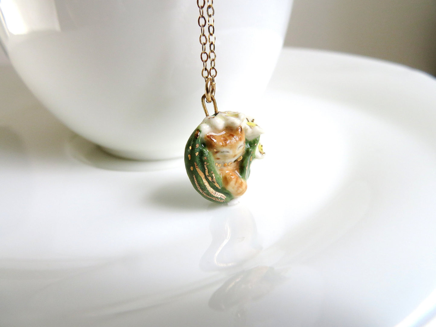 Orange Tabby Flower Necklace