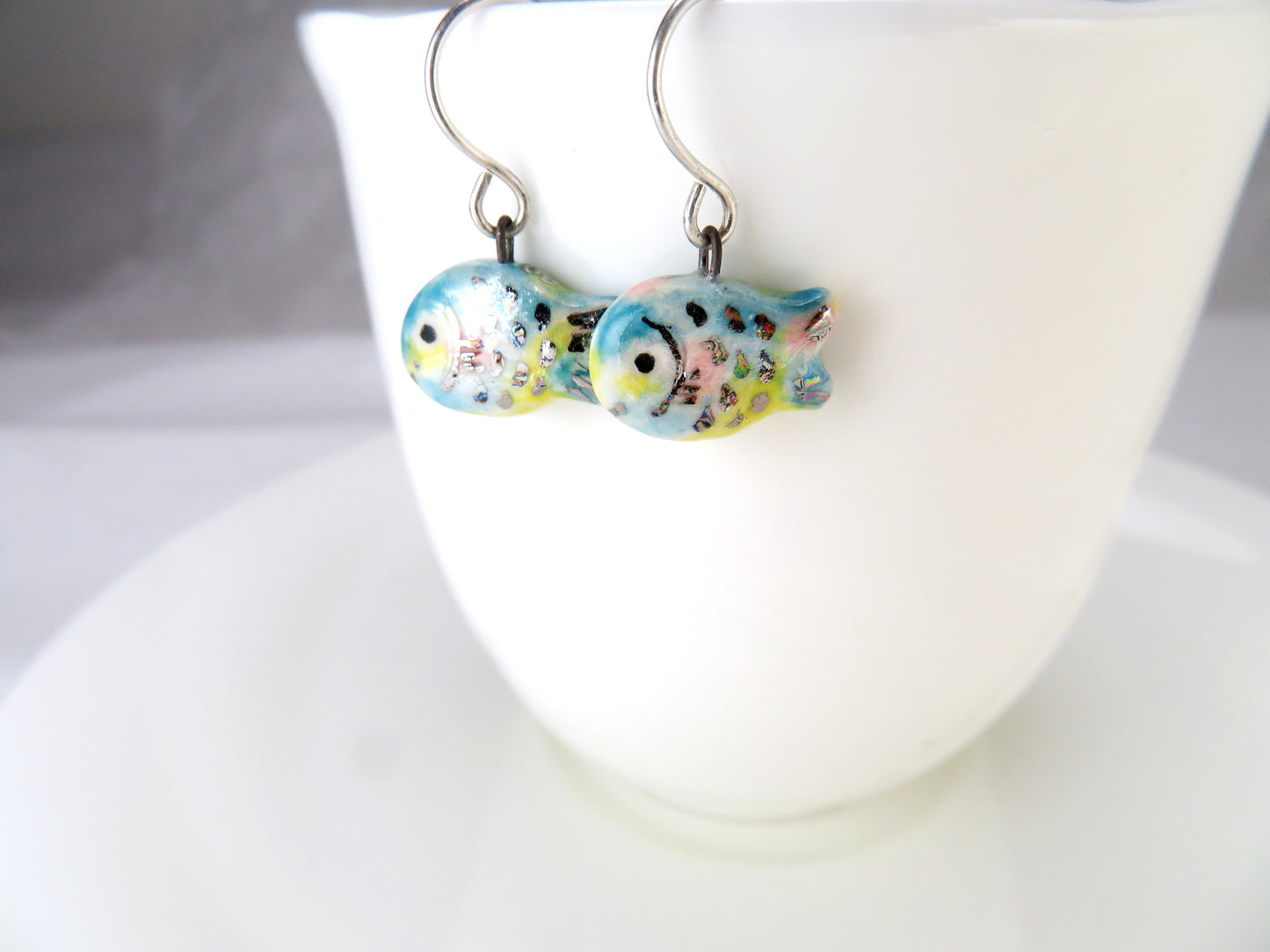 Pastel Rainbow Fish Dangle Earrings