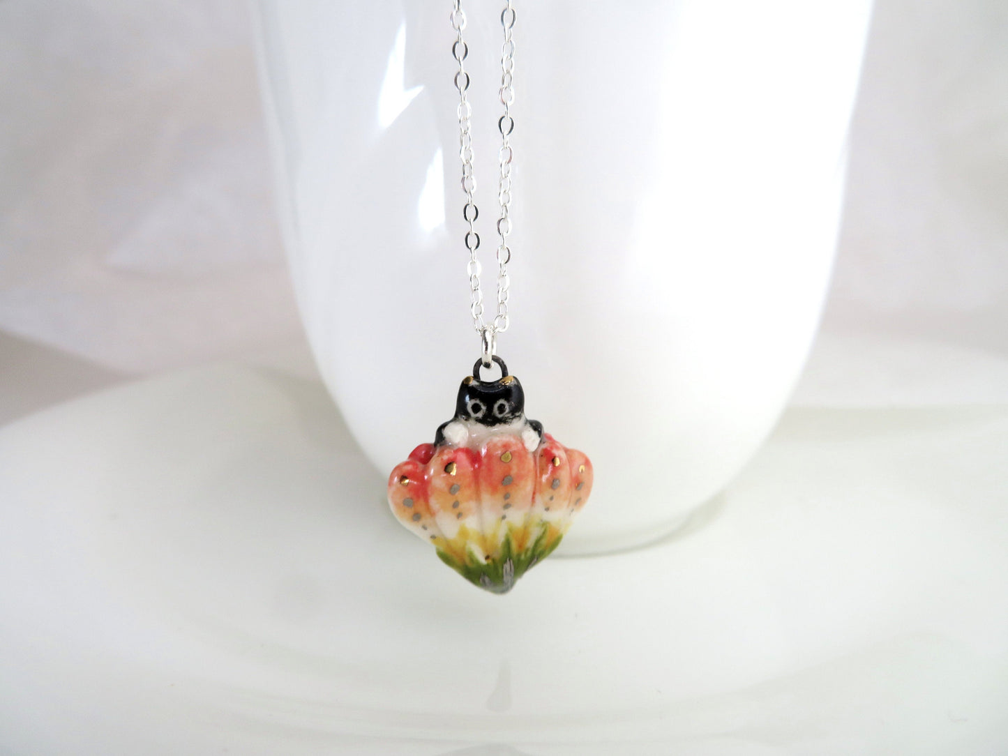 Flower Blossom Cat Necklace