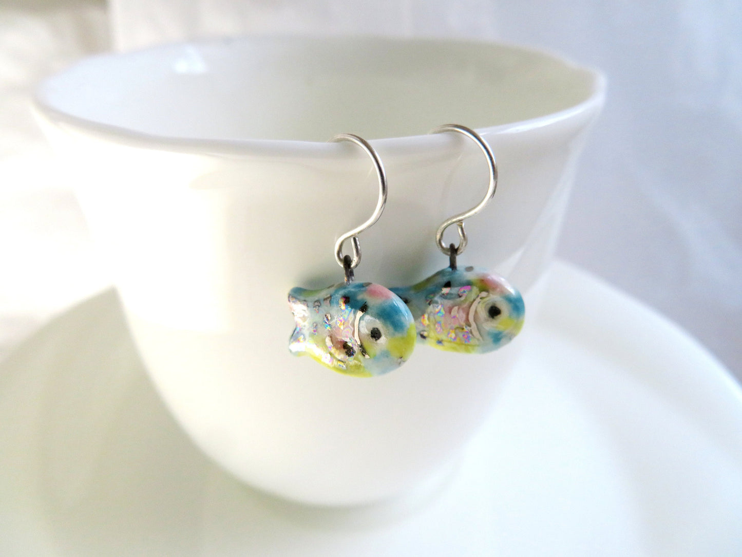 Pastel Rainbow Fish Dangle Earrings
