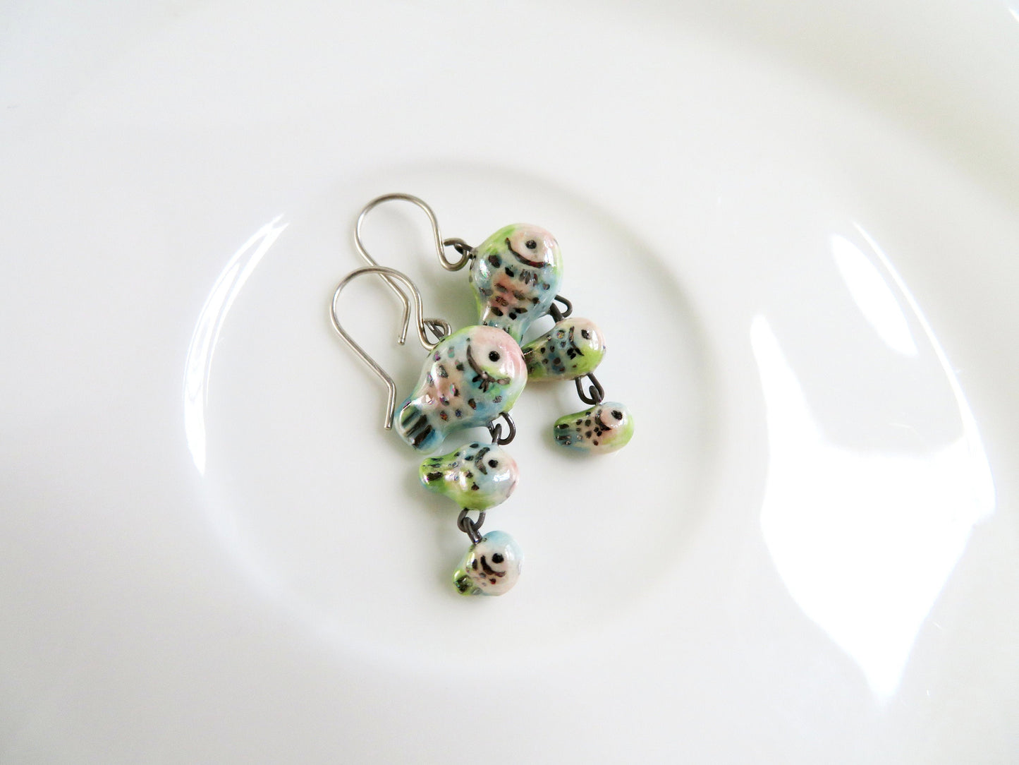 Pastel Rainbow Fish Dangle Earrings