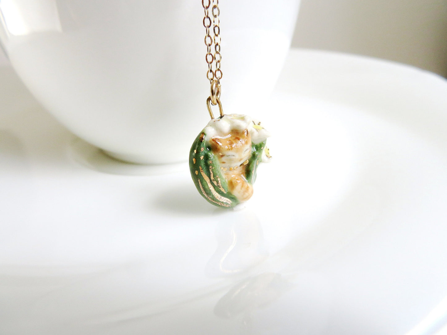 Orange Tabby Flower Necklace