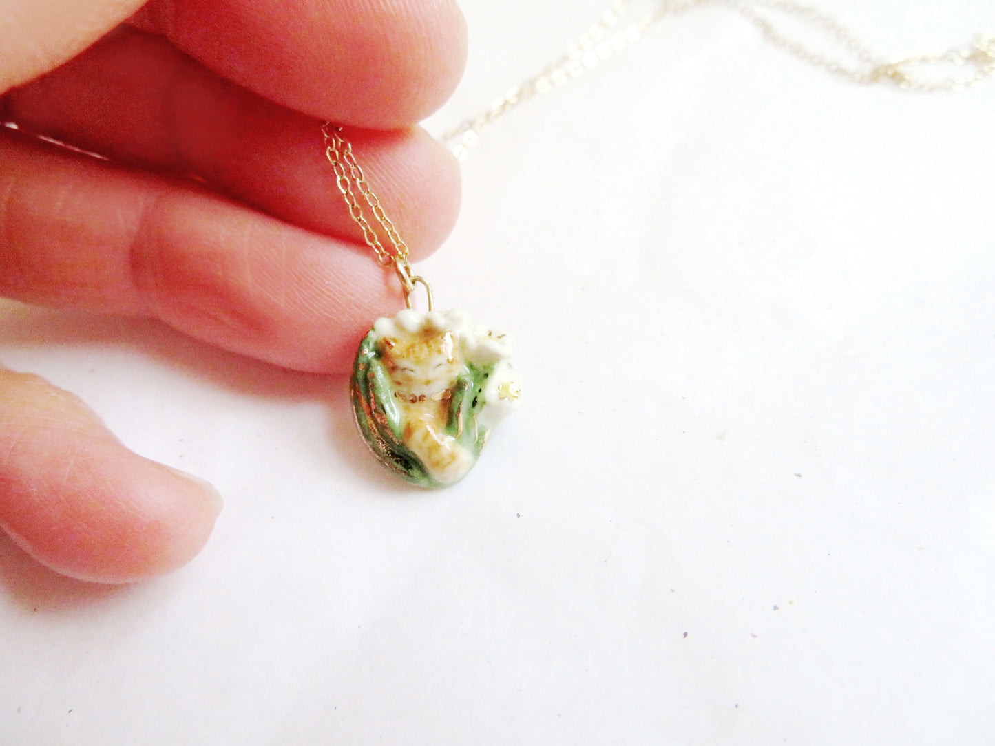 Orange Tabby Flower Necklace