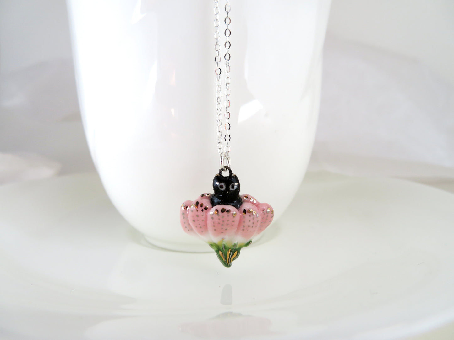 Flower Blossom Cat Necklace