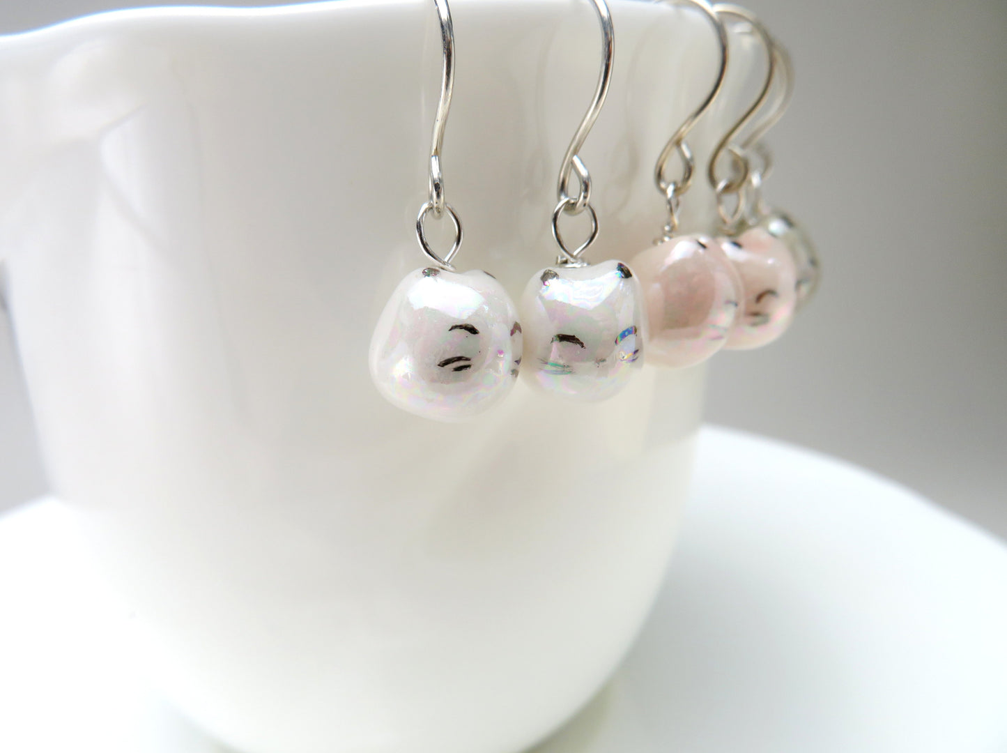 Pearly Cat Dangle Earrings
