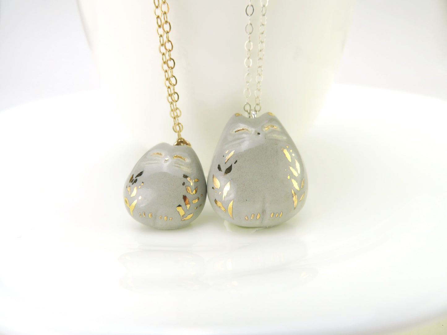 Gold Leaf Cat Necklace