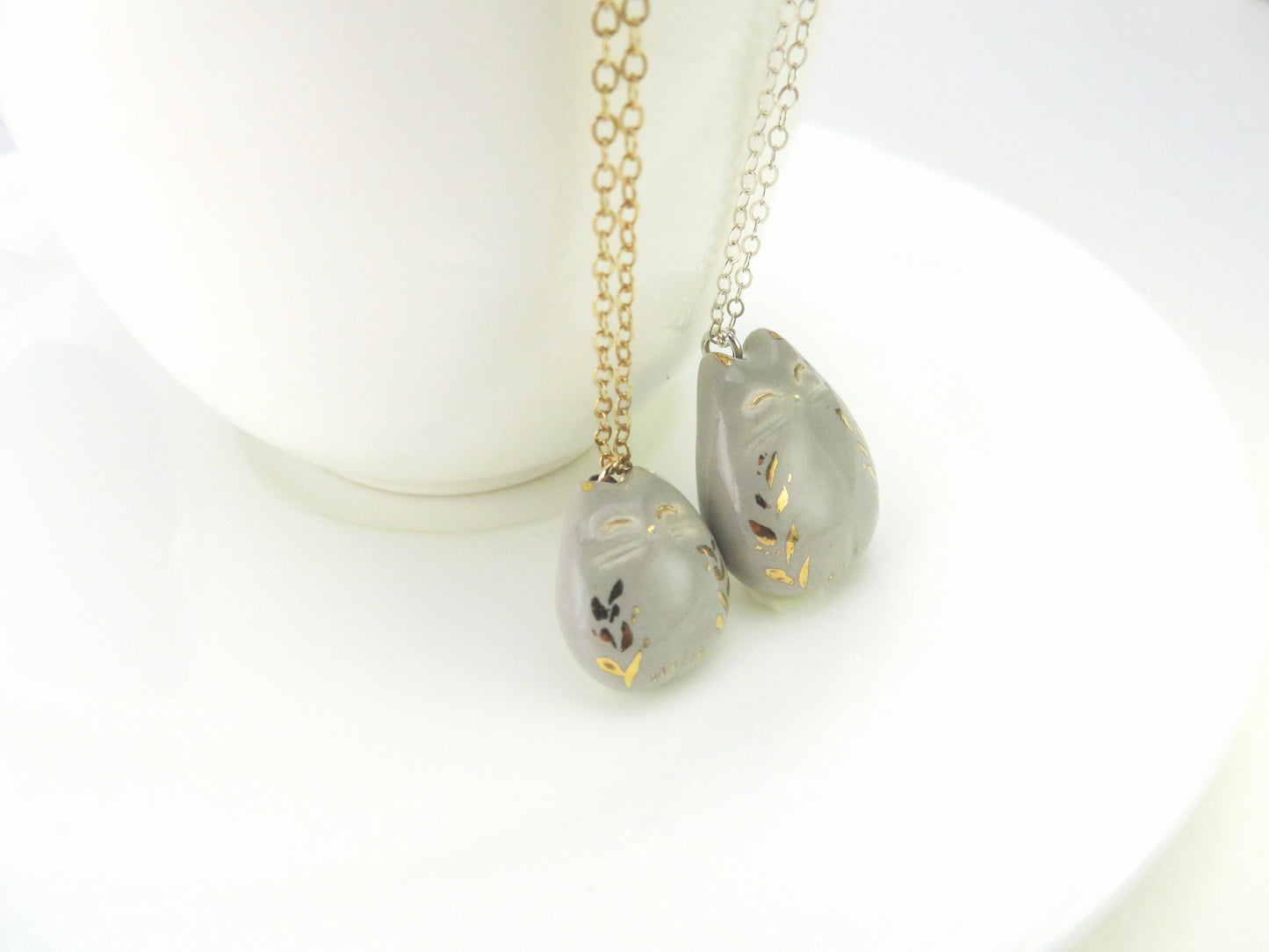 Gold Leaf Cat Necklace