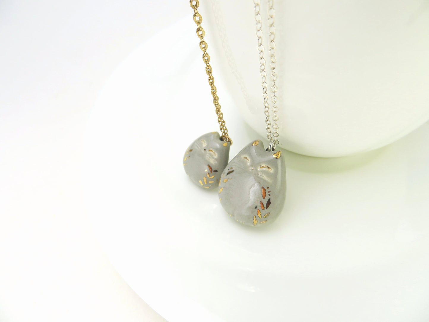 Gold Leaf Cat Necklace