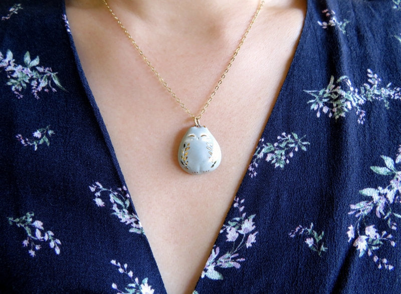 Gold Leaf Cat Necklace
