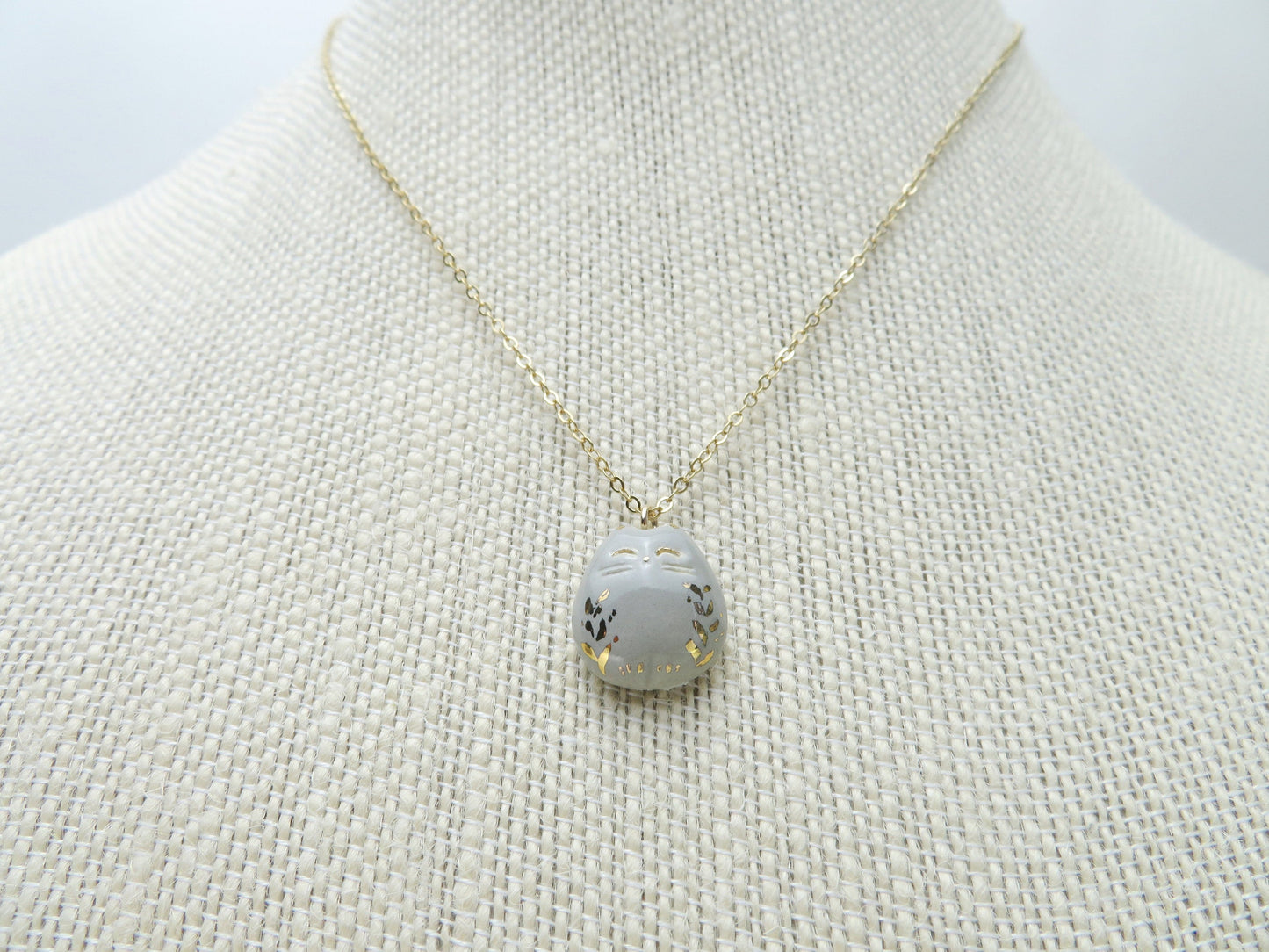 Gold Leaf Cat Necklace