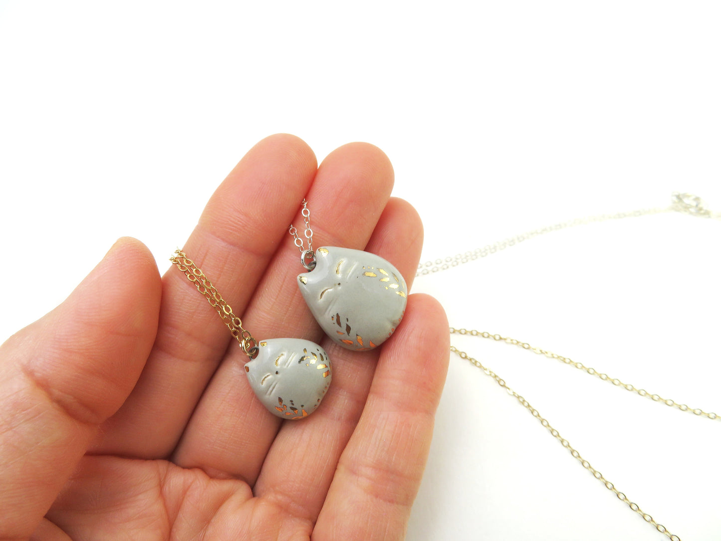 Gold Leaf Cat Necklace