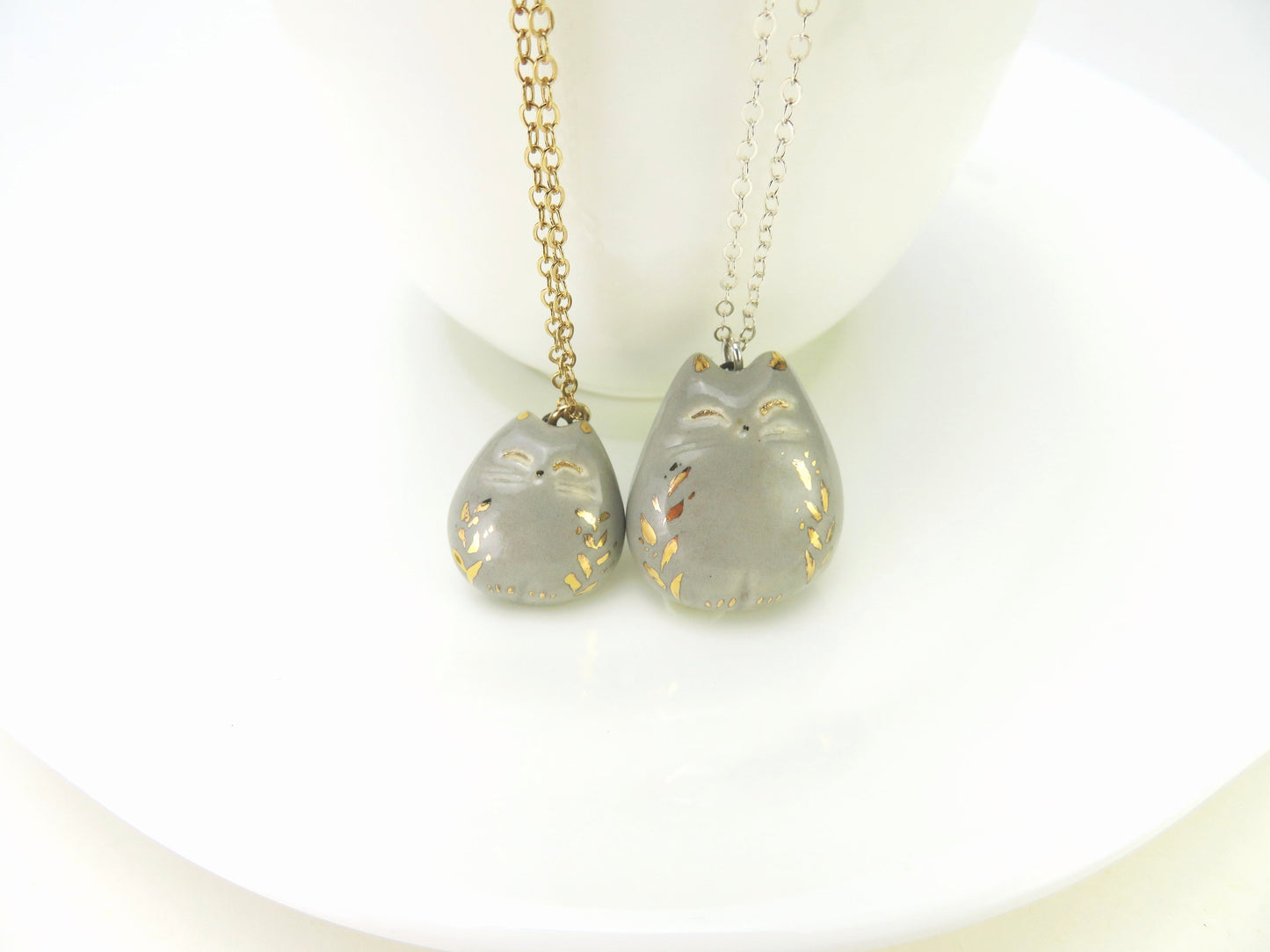 Gold Leaf Cat Necklace