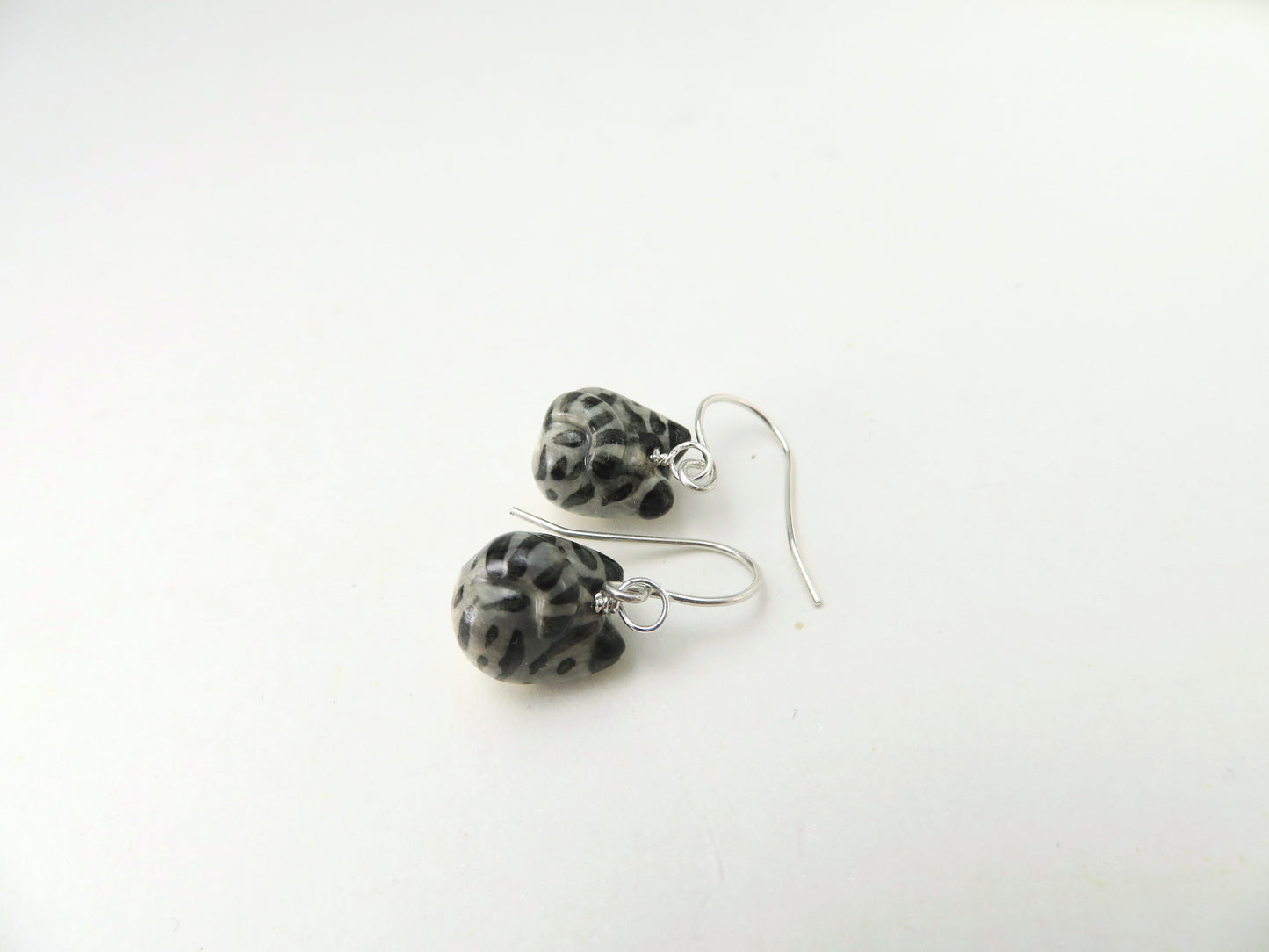 Gray Tabby Cat Dangle Earrings