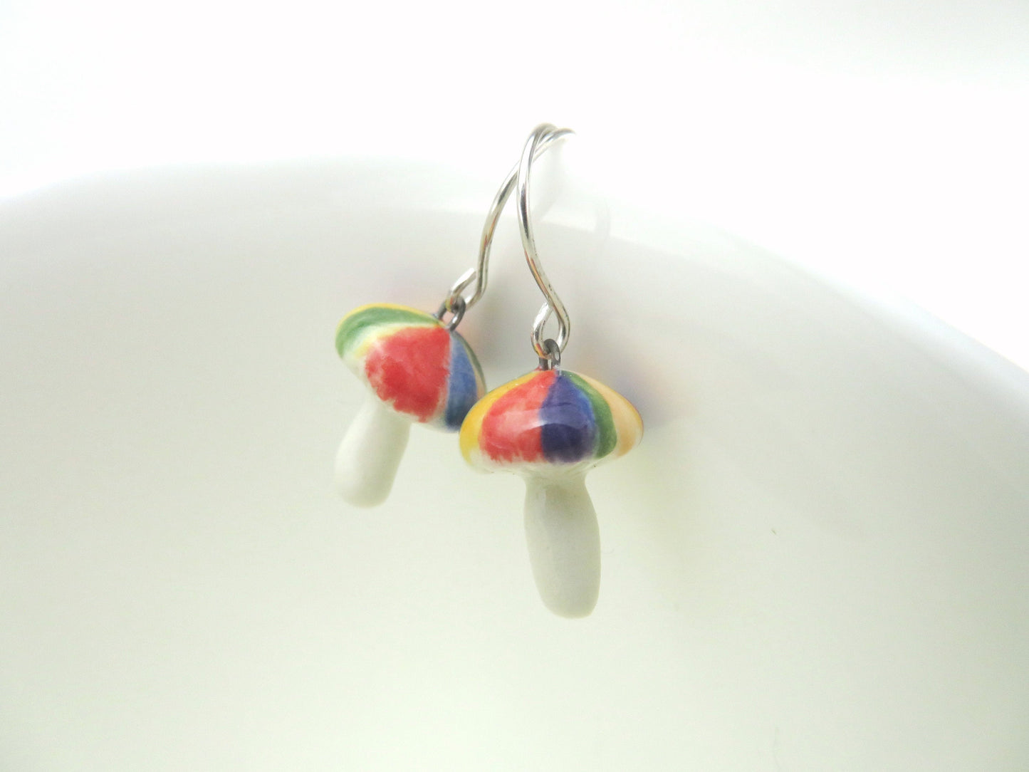 Rainbow Mushroom Dangle Earrings