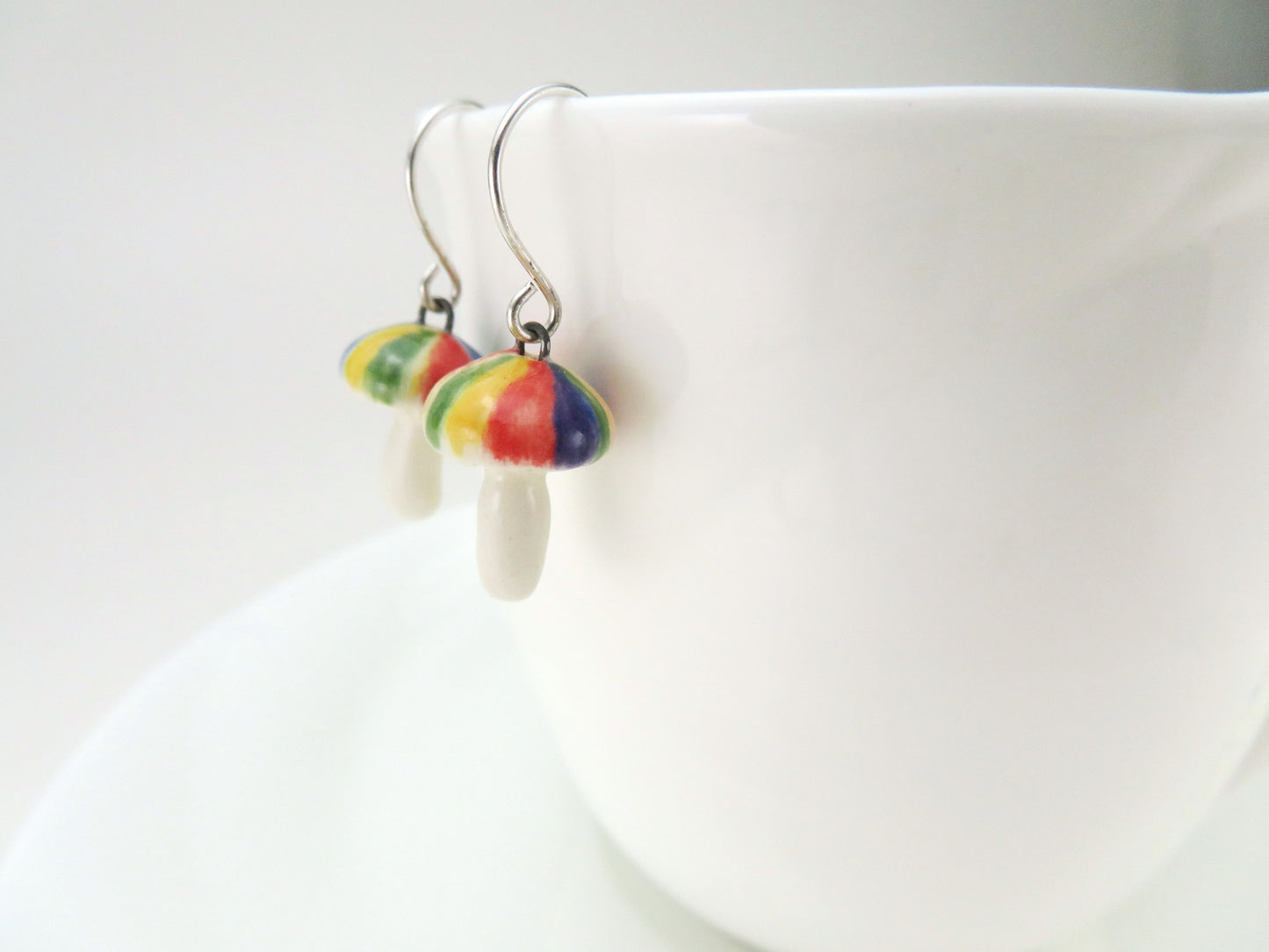 Rainbow Mushroom Dangle Earrings