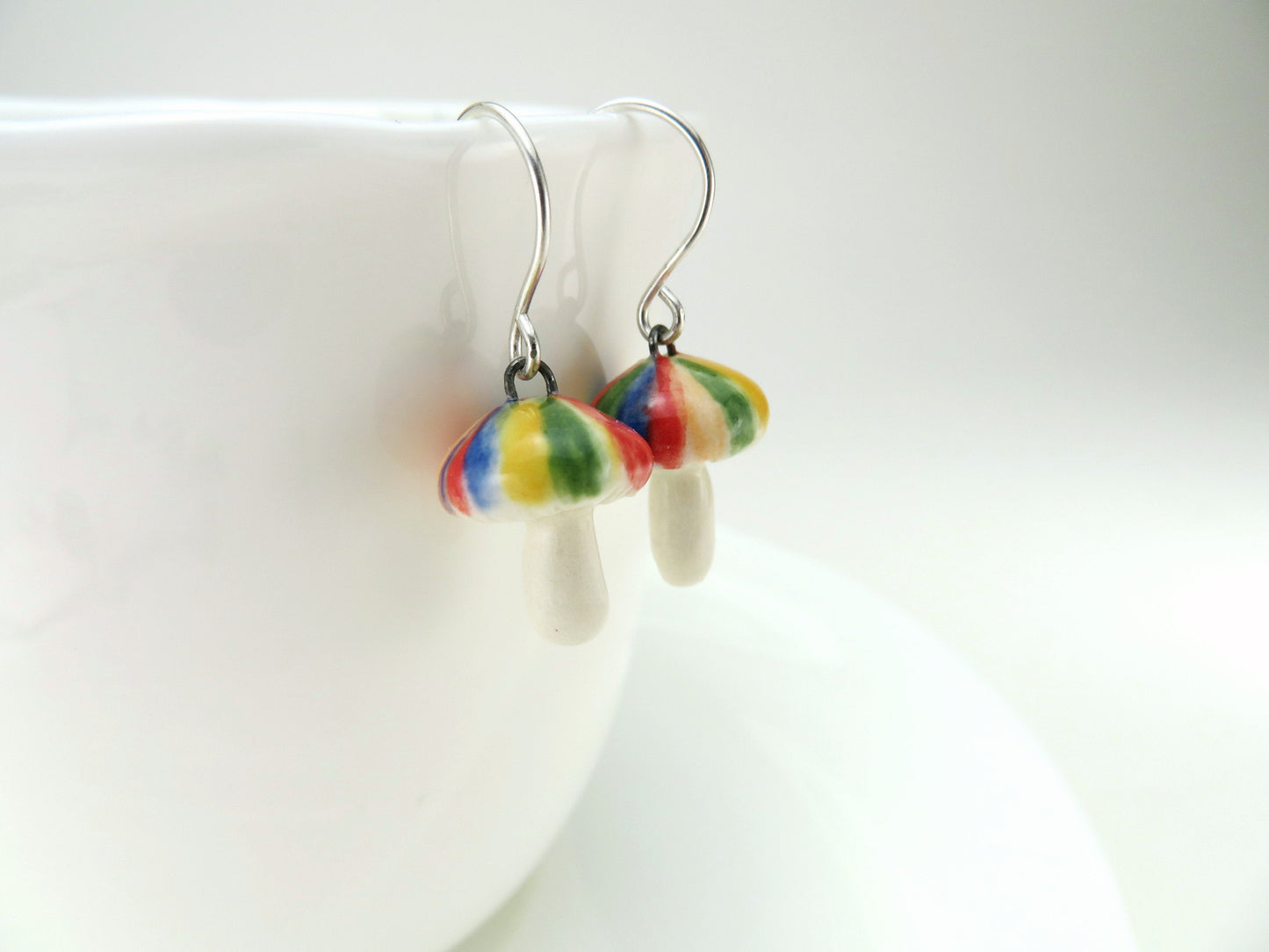 Rainbow Mushroom Dangle Earrings