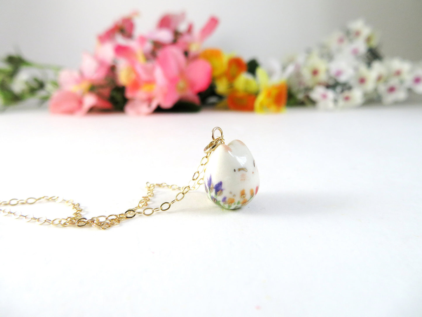 Happy Floral Cat Necklace