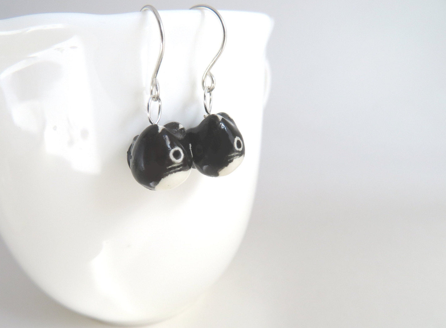 Tuxedo Cat Dangle Earrings