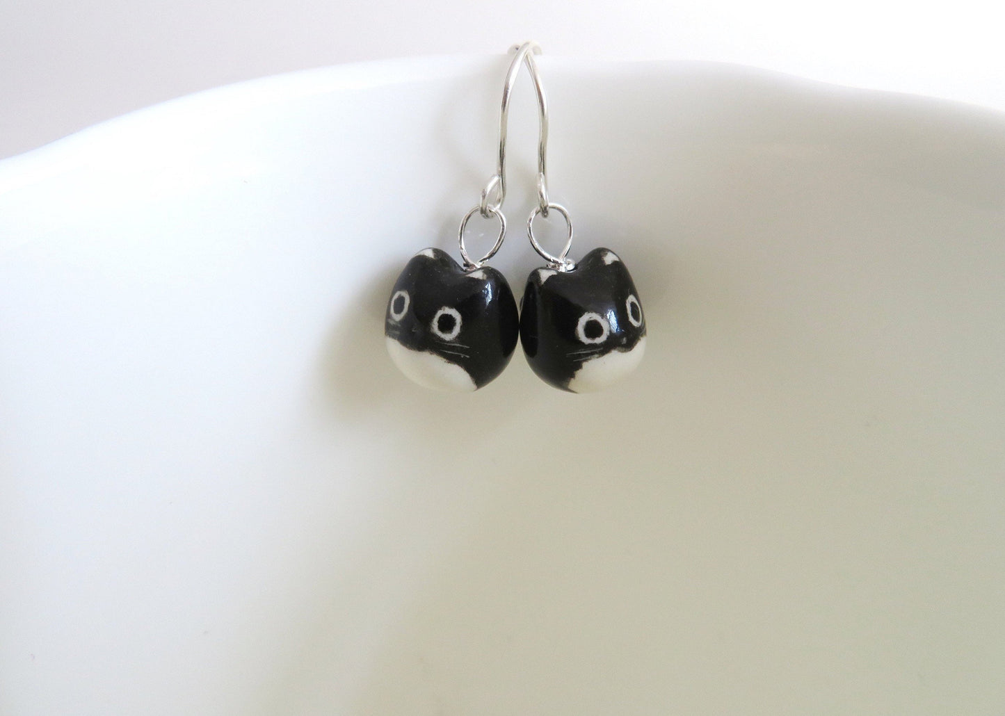 Tuxedo Cat Dangle Earrings