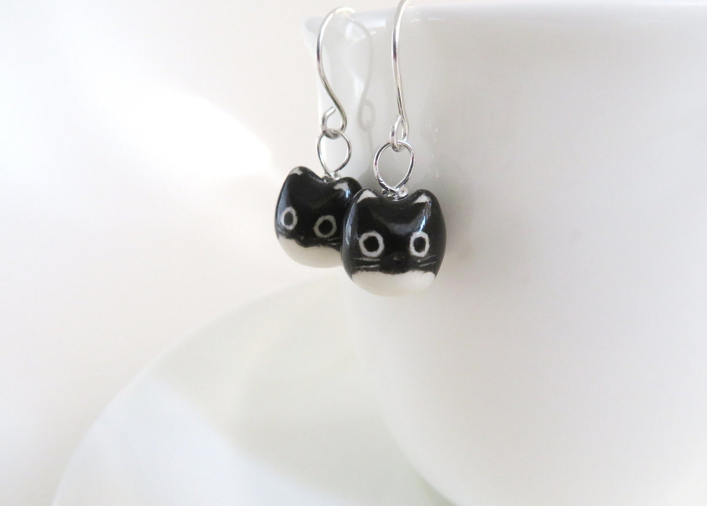 Tuxedo Cat Dangle Earrings