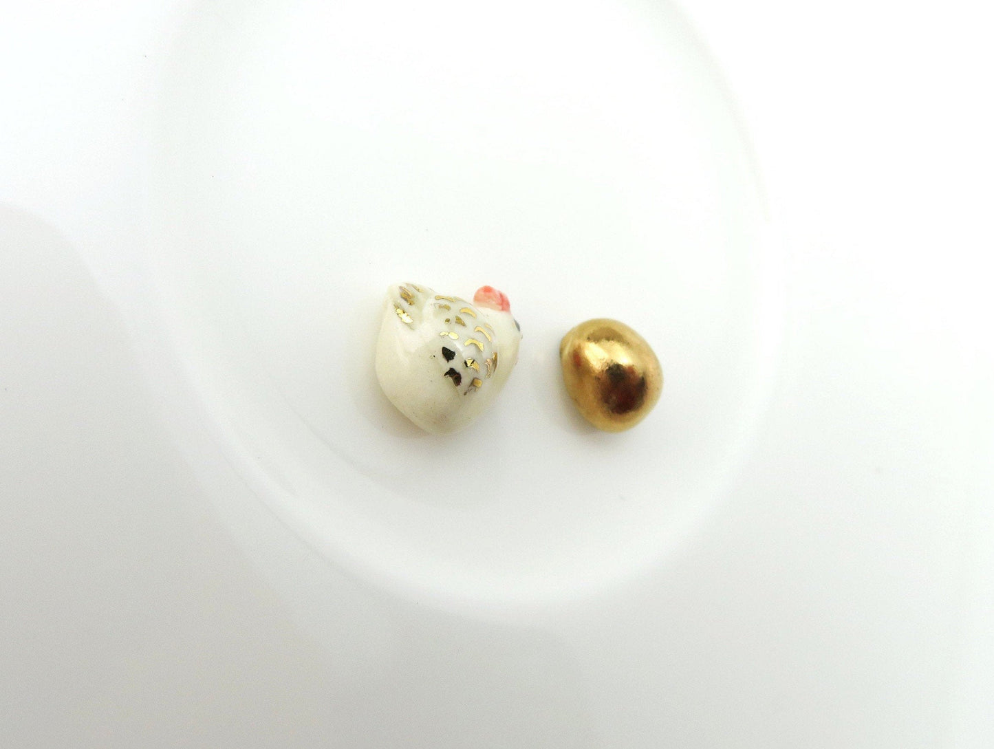Tiny Hen and Golden Egg Stud Earrings