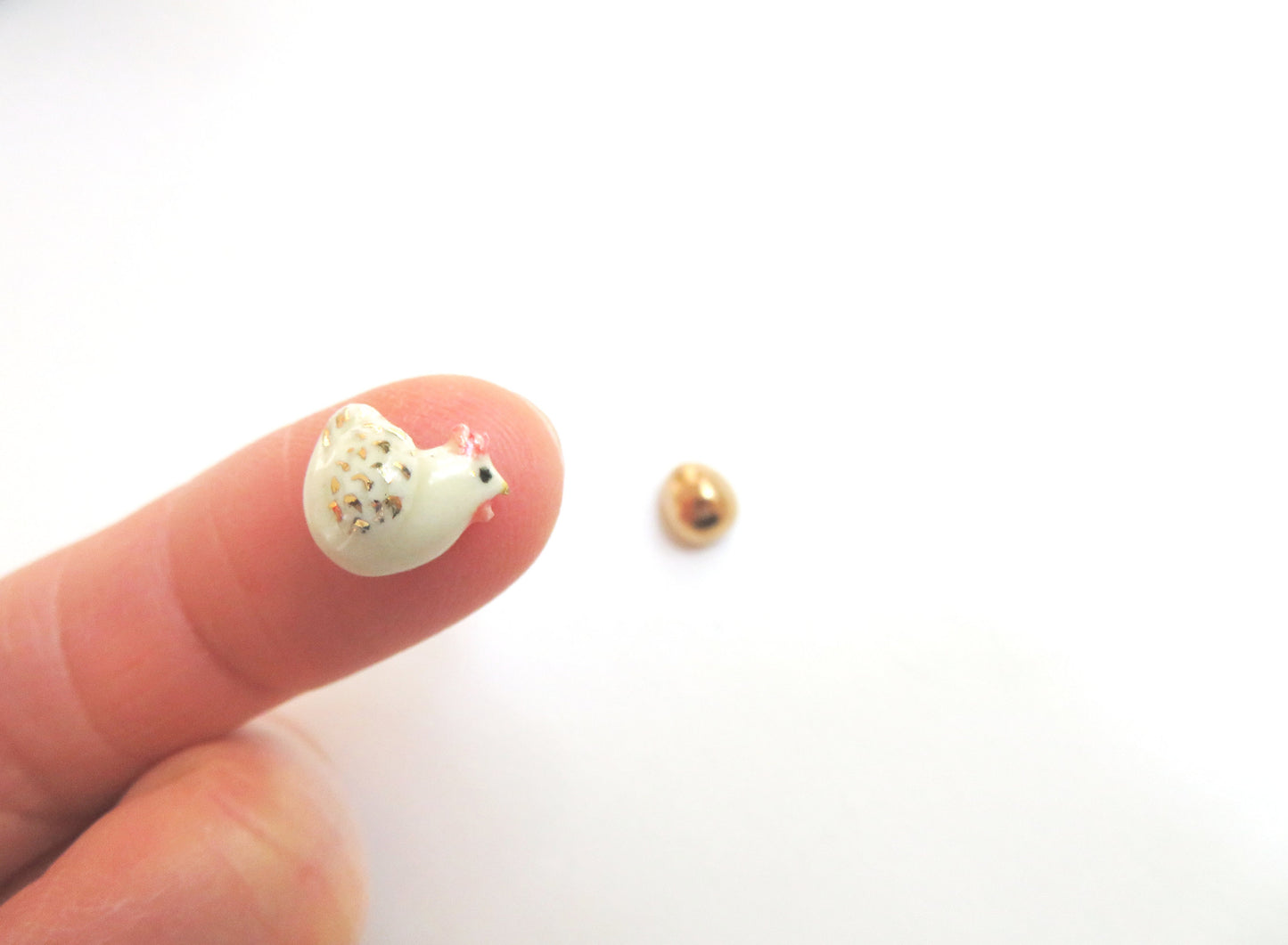 Tiny Hen and Golden Egg Stud Earrings
