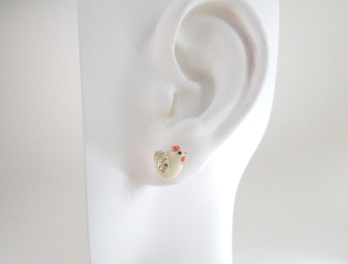 Tiny Hen and Golden Egg Stud Earrings