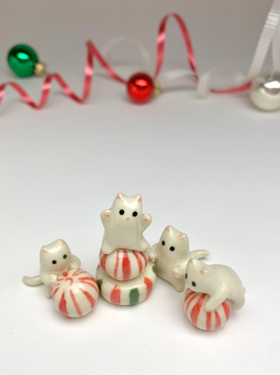 Peppermint Cat Figurines