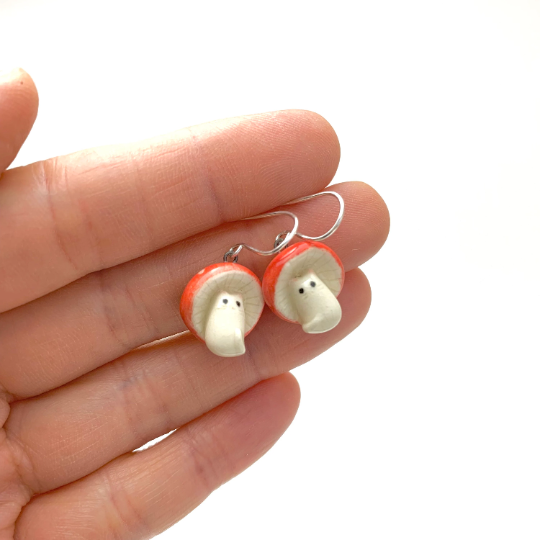 Mushroom Cat Dangle Earrings