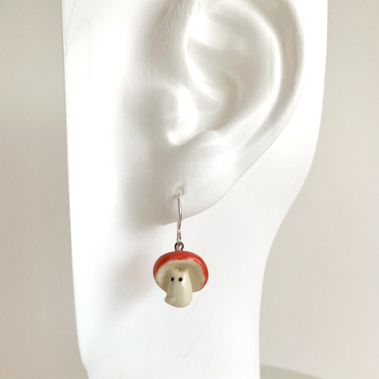 Mushroom Cat Dangle Earrings