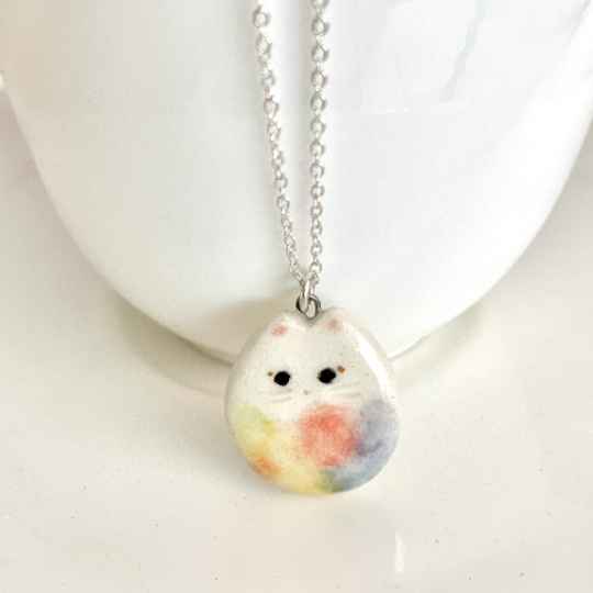 Pastel Rainbow Cat Necklace